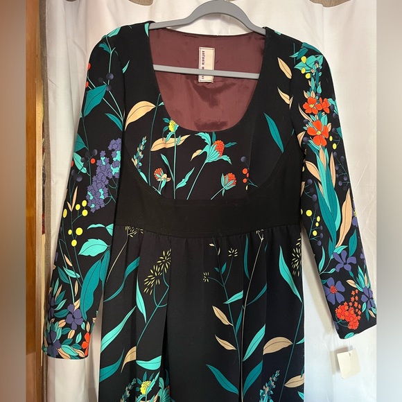 NWT Antonio Marras navy blue floral pleated dress quarter sleeve - Picture 2 of 5